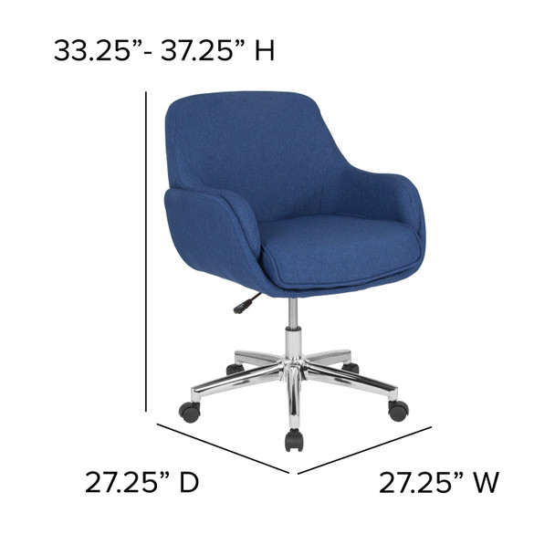 Rochelle Home and Office Upholstered Mid-Back Chair in Blue Fabric