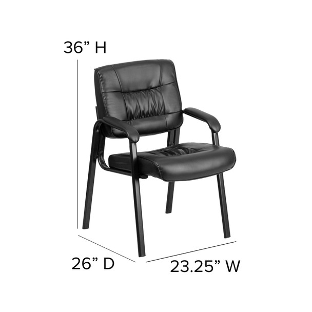 Haeger Black LeatherSoft Executive Side Reception Chair with Titanium Gray Powder Coated Frame