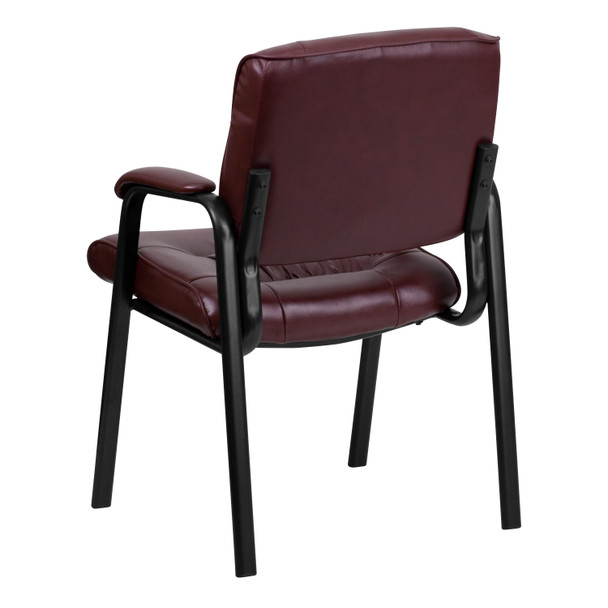 Haeger Burgundy LeatherSoft Executive Side Reception Chair with Black Metal Frame