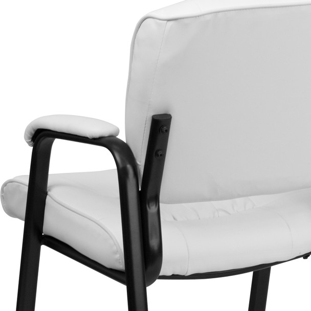 Haeger White LeatherSoft Executive Side Reception Chair with Black Metal Frame