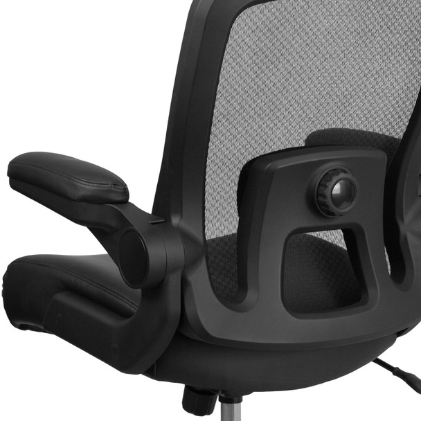 HERCULES Series Big & Tall 500 lb. Rated Black Mesh/LeatherSoft Executive Ergonomic Office Chair with Adjustable Lumbar