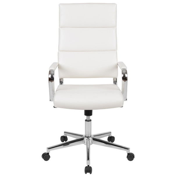 Hansel High Back White LeatherSoft Contemporary Panel Executive Swivel Office Chair