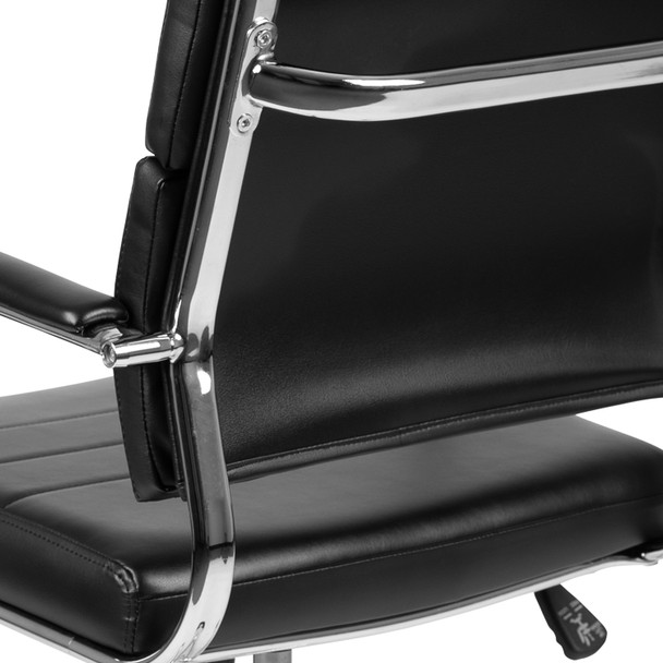 Hansel Mid-Back Black LeatherSoft Contemporary Panel Executive Swivel Office Chair