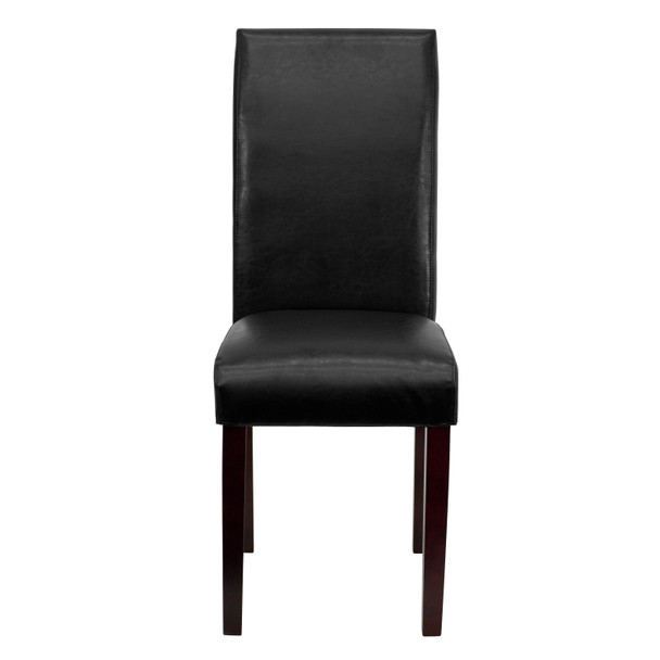 Godrich Traditional Black LeatherSoft Upholstered Panel Back Parsons Dining Chair