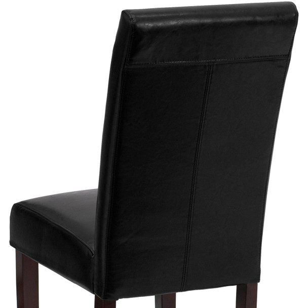 Godrich Traditional Black LeatherSoft Upholstered Panel Back Parsons Dining Chair