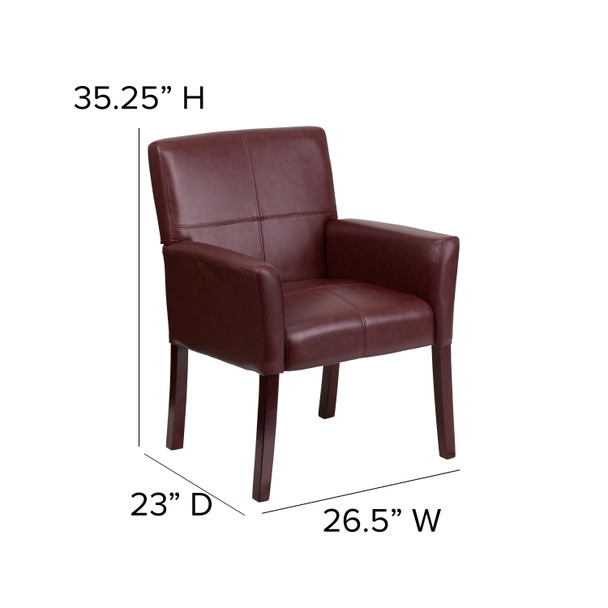 Taylor Burgundy LeatherSoft Executive Side Reception Chair with Mahogany Legs