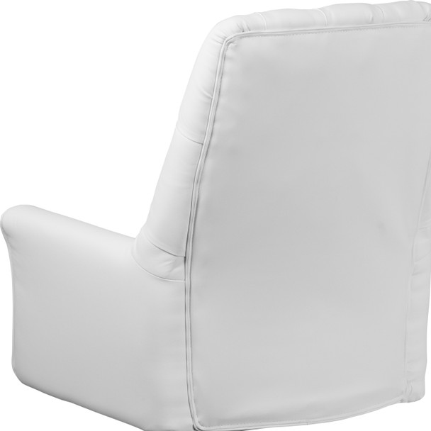 Hansel Mid-Back Traditional Tufted White LeatherSoft Executive Swivel Office Chair with Arms