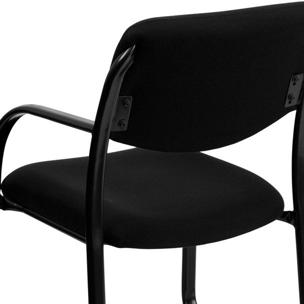 Richie Black Fabric Executive Side Reception Chair with Sled Base