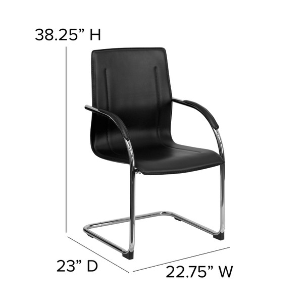 Valrico Black Vinyl Side Reception Chair with Chrome Sled Base