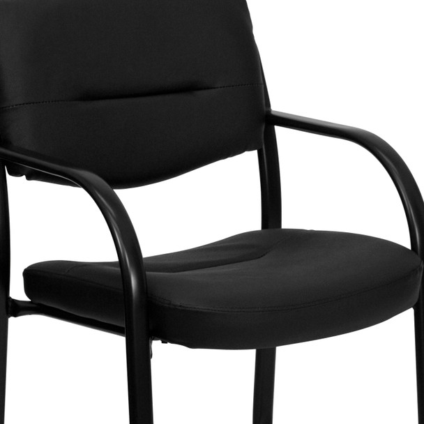 Donny Black LeatherSoft Executive Side Reception Chair with Sled Base