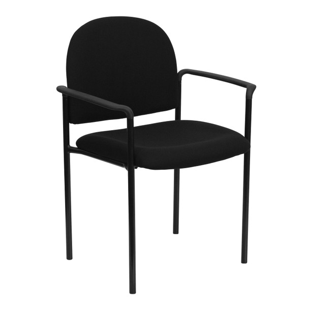 Tiffany Comfort Black Fabric Stackable Steel Side Reception Chair with Arms