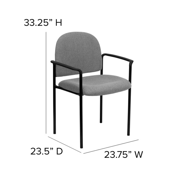 Tiffany Comfort Gray Fabric Stackable Steel Side Reception Chair with Arms