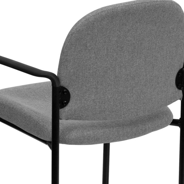 Tiffany Comfort Gray Fabric Stackable Steel Side Reception Chair with Arms