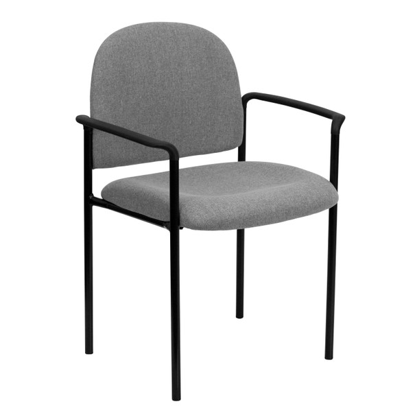 Tiffany Comfort Gray Fabric Stackable Steel Side Reception Chair with Arms