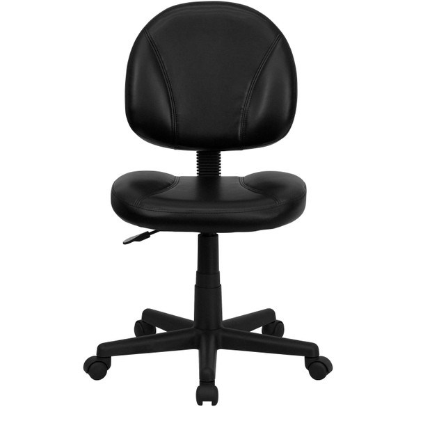 Ronald Mid-Back Black LeatherSoft Swivel Ergonomic Task Office Chair with Back Depth Adjustment