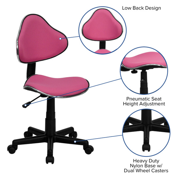 Whitney Pink Fabric Swivel Ergonomic Task Office Chair