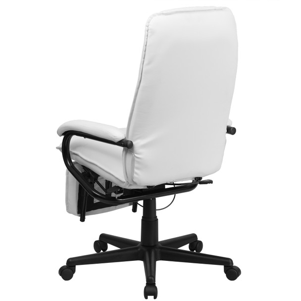 Robert High Back White LeatherSoft Executive Reclining Ergonomic Swivel Office Chair with Arms