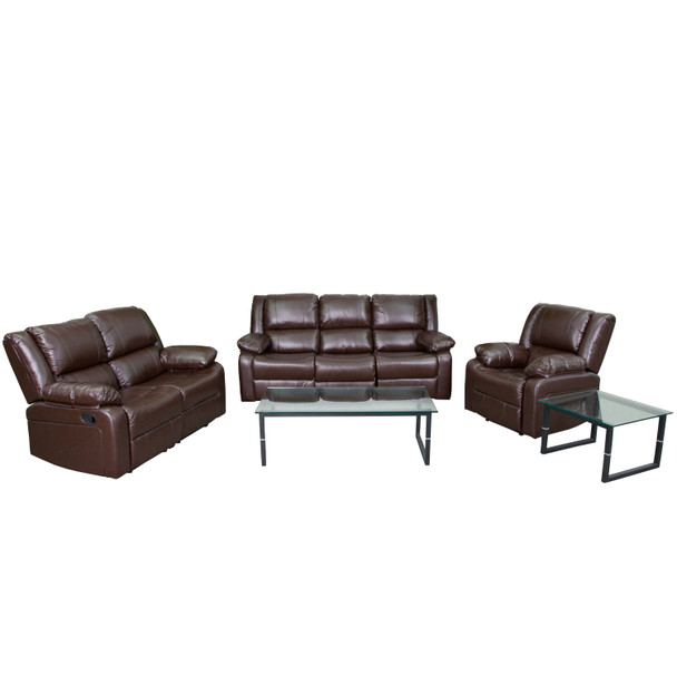 Harmony Series Brown LeatherSoft Reclining Sofa Set