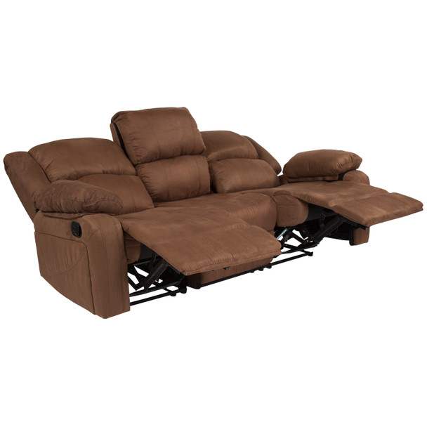 Harmony Series Chocolate Brown Microfiber Sofa with Two Built-In Recliners