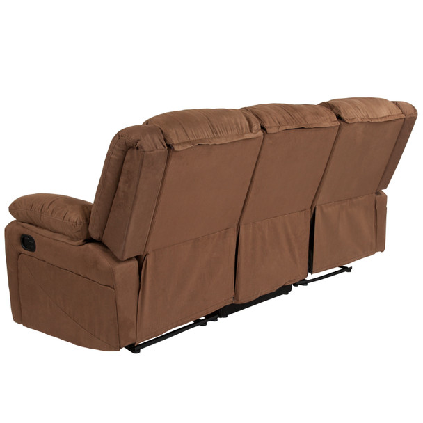 Harmony Series Chocolate Brown Microfiber Sofa with Two Built-In Recliners