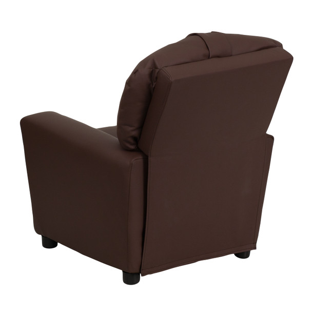 Chandler Contemporary Brown LeatherSoft Kids Recliner with Cup Holder