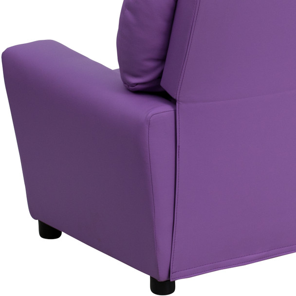 Chandler Contemporary Lavender Vinyl Kids Recliner with Cup Holder