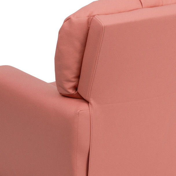 Chandler Contemporary Pink Vinyl Kids Recliner with Cup Holder