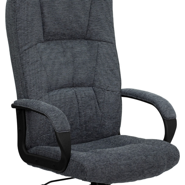 Rochelle High Back Gray Fabric Executive Swivel Office Chair with Arms