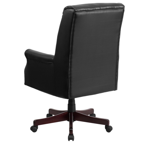 Hansel High Back Pillow Back Black LeatherSoft Executive Swivel Office Chair with Arms