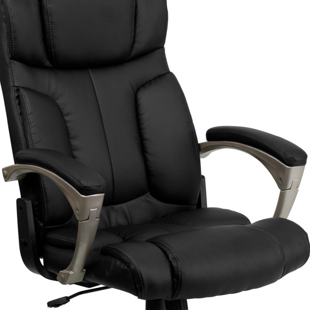 Hansel High Back Folding Black LeatherSoft Executive Swivel Office Chair with Arms