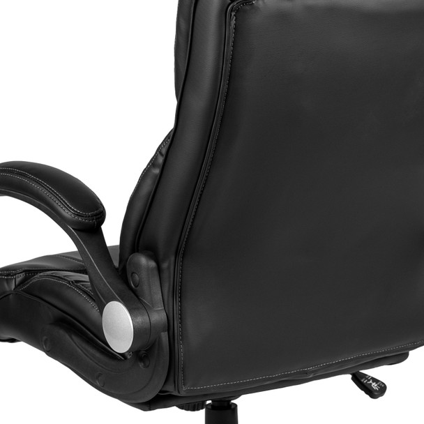 Hansel High Back Black LeatherSoft Executive Swivel Office Chair with Double Layered Headrest and Open Arms