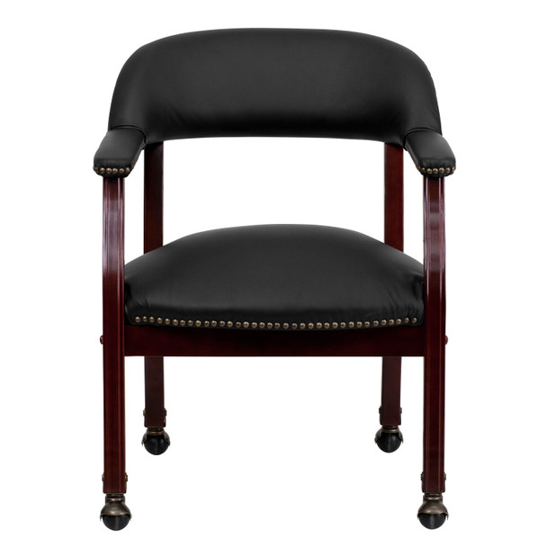 Diamond Black LeatherSoft Conference Chair with Accent Nail Trim and Casters