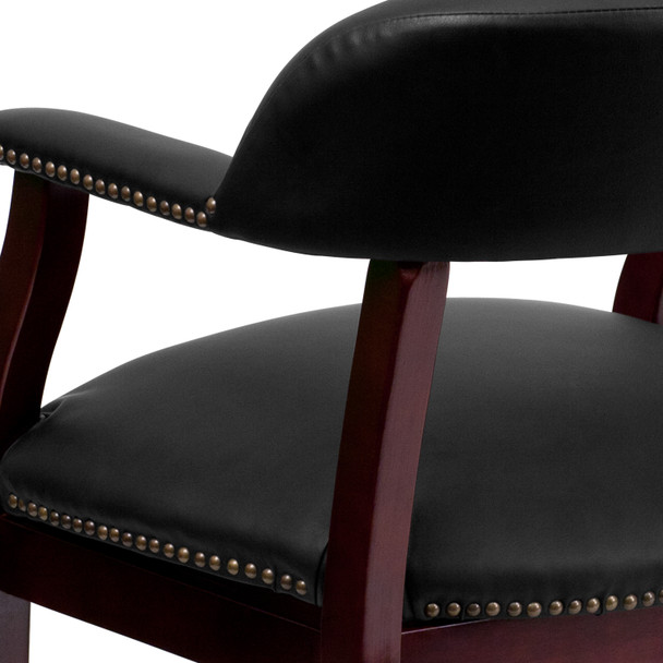 Diamond Black LeatherSoft Conference Chair with Accent Nail Trim and Casters