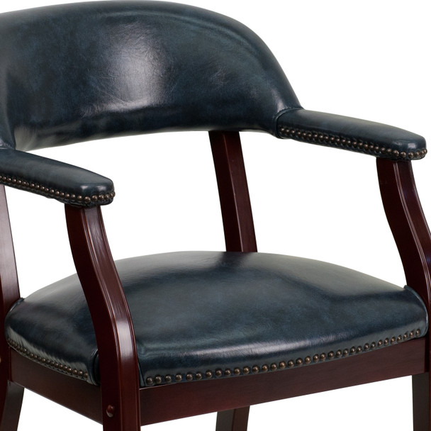 Diamond Navy Vinyl Luxurious Conference Chair with Accent Nail Trim