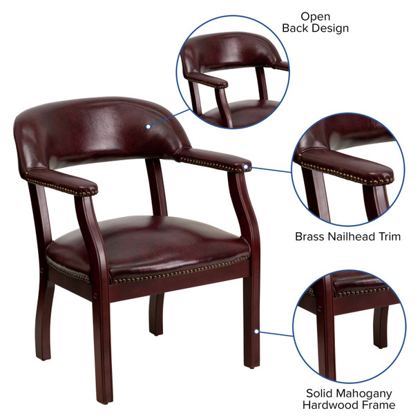Diamond Oxblood Vinyl Luxurious Conference Chair with Accent Nail Trim