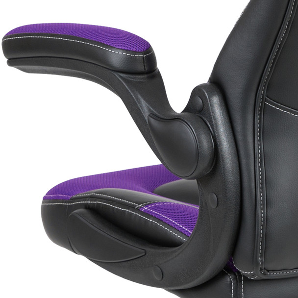 X10 Gaming Chair Racing Office Ergonomic Computer PC Adjustable Swivel Chair with Flip-up Arms, Purple/Black LeatherSoft