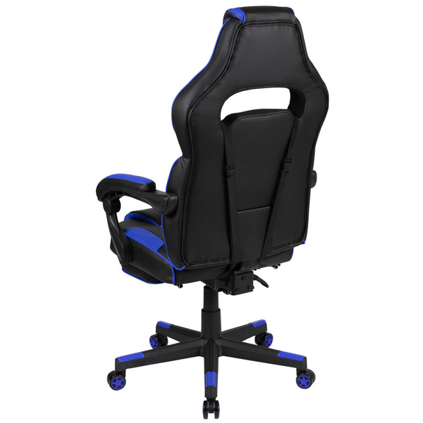 X40 Gaming Chair Racing Ergonomic Computer Chair with Fully Reclining Back/Arms, Slide-Out Footrest, Massaging Lumbar - Black/Blue