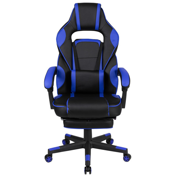 X40 Gaming Chair Racing Ergonomic Computer Chair with Fully Reclining Back/Arms, Slide-Out Footrest, Massaging Lumbar - Black/Blue