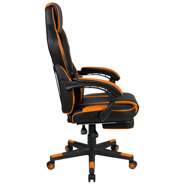 X40 Gaming Chair Racing Ergonomic Computer Chair with Fully Reclining Back/Arms, Slide-Out Footrest, Massaging Lumbar - Black/Orange