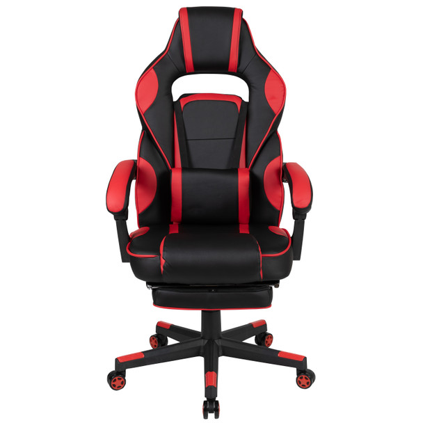 X40 Gaming Chair Racing Ergonomic Computer Chair with Fully Reclining Back/Arms, Slide-Out Footrest, Massaging Lumbar - Red