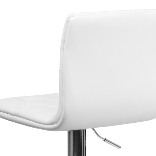 Sammie Contemporary Button Tufted White Vinyl Adjustable Height Barstool with Chrome Base