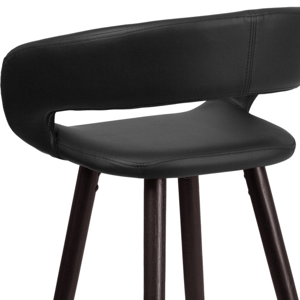 Brynn Series 29'' High Contemporary Cappuccino Wood Barstool in Black Vinyl