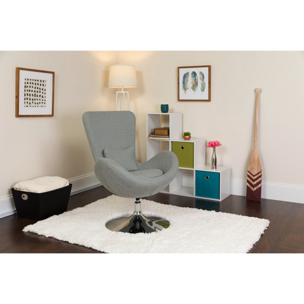 Egg Series Light Gray Fabric Side Reception Chair