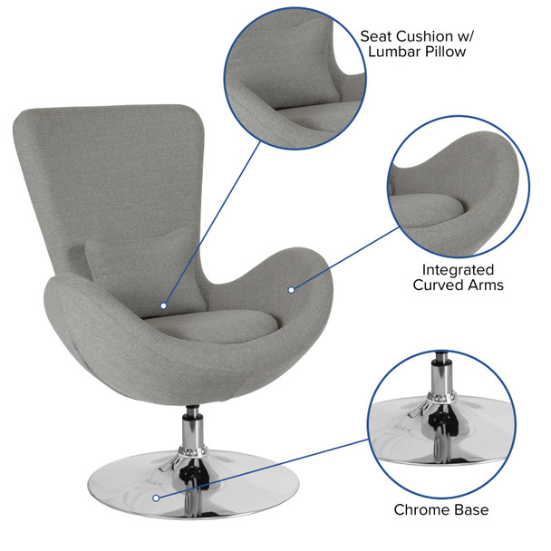 Egg Series Light Gray Fabric Side Reception Chair