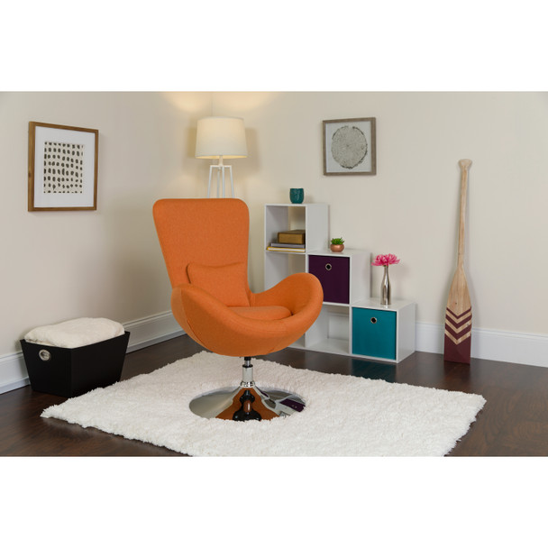 Egg Series Orange Fabric Side Reception Chair
