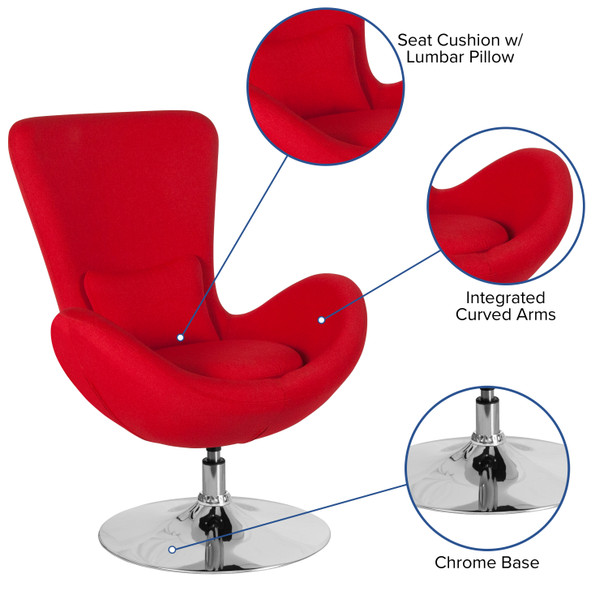 Egg Series Red Fabric Side Reception Chair