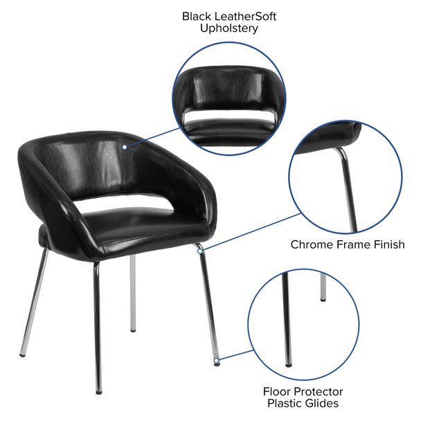 Fusion Series Contemporary Black LeatherSoft Side Reception Chair