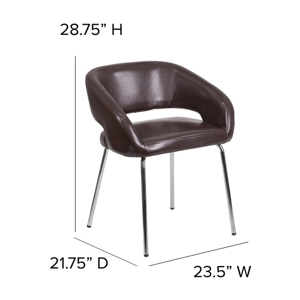 Fusion Series Contemporary Brown LeatherSoft Side Reception Chair