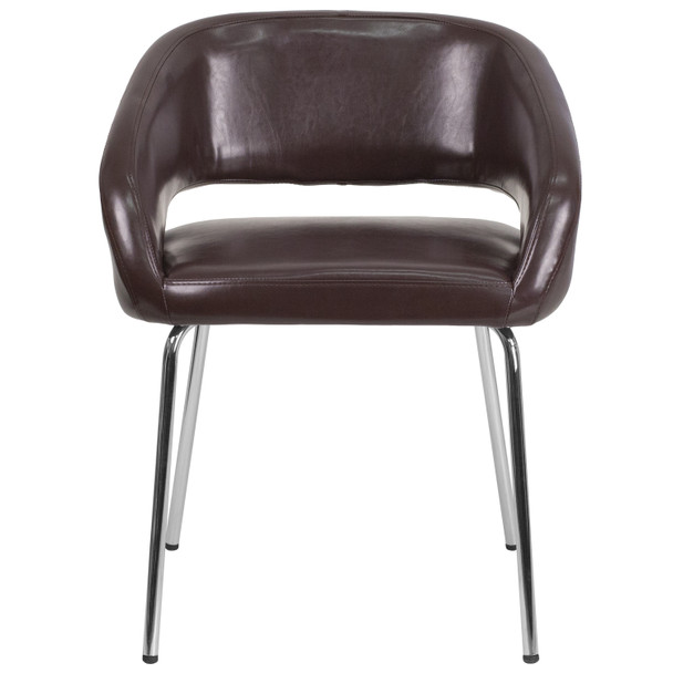 Fusion Series Contemporary Brown LeatherSoft Side Reception Chair