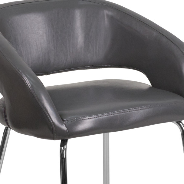 Fusion Series Contemporary Gray LeatherSoft Side Reception Chair